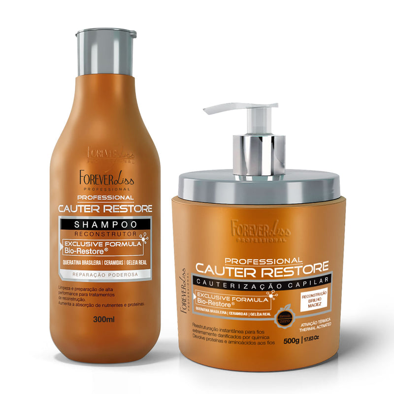 Kit Shampoo e Máscara Capilar Cauterização Cauter Restore