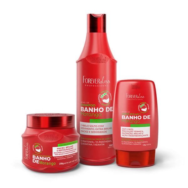 Kit Banho de Verniz Morango Brilho Extremo Forever Liss