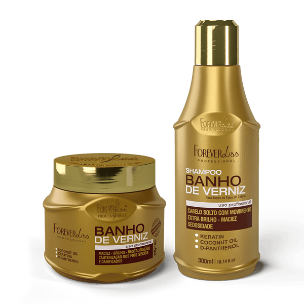 Kit Especial Banho de Verniz Forever Liss com Shampoo 300ml Máscara 250g