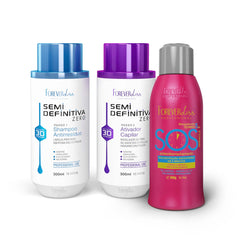 Kit Escova Semi Definitiva Zero 2x300ml com Reconstrutor SOS Forever Liss