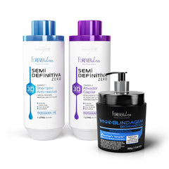 Kit Escova Semi Definitiva Zero 2x1Litro com Blindagem Capilar Forever Liss