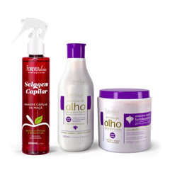 Vinagre Capilar + Shampoo e Máscara Capilar de Alho Forever Liss