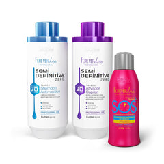 Kit Escova Semi Definitiva Zero 2x1Litro com Reconstrutor SOS Forever Liss