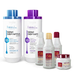 Kit Escova Semi Definitiva Zero 2x1Litro com Kit Pós Progressiva Forever Liss